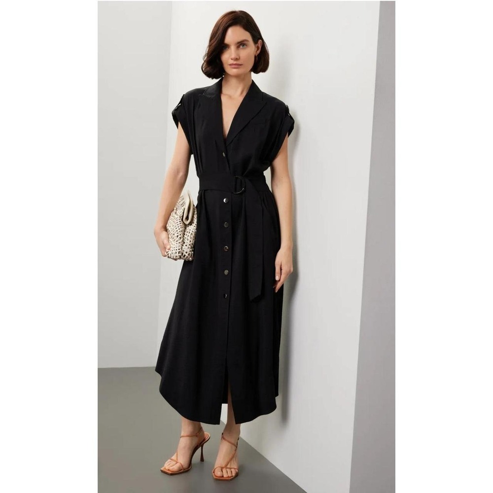 Ramy Brook black midi dress with belt in size S #midi #belted